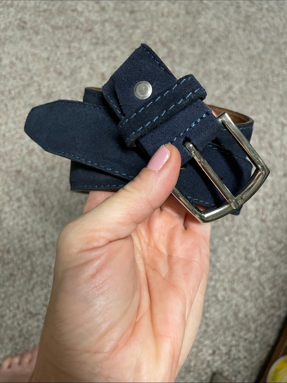 Men's Navy Suede Belt - Classic Casual Style- new